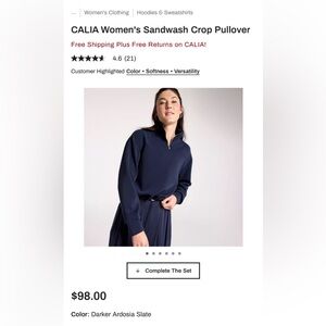 CALIA by Carrie Underwood Sandwash Crop Pullover in Darker Ardosia Slate